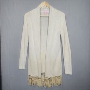 Lilly Pulitzer Tatum‎ Cardigan Gold Metallic Sweater Tassels Sz S